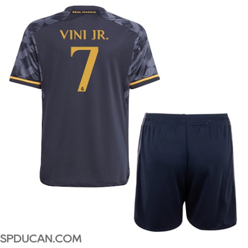 Dječji Nogometni Dres Real Madrid Vinicius Junior #7 Gostujuci 2023-24 Kratak Rukav (+ Kratke hlače)